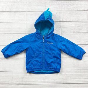 Columbia Toddler Dino Jacket Blue Hooded Fleece Lined Zip Up Coat 2T